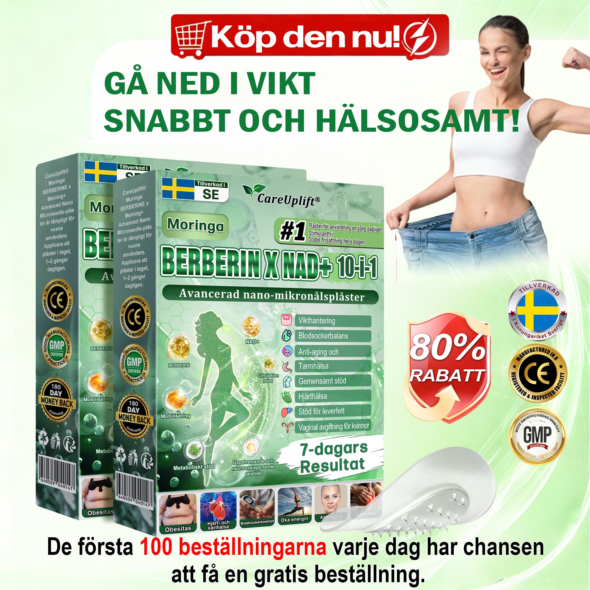 Begränsat till 10 lådor 🌟 Careuplift® — exklusiv 30 % rabatt, nå dina viktminskningsmål! En sällsynt möjlighet — kommer inte att vara tillgänglig igen förrän nästa år, missa inte det! 180 dagars pengarna-tillbaka-garanti, full återbetalning utan risk!