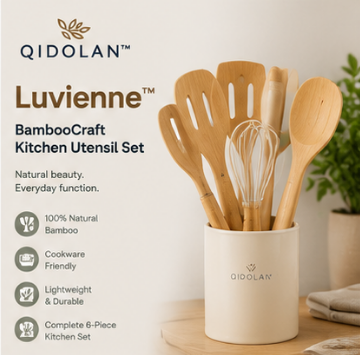 QIDOLAN™ Luvienne™ BambooCraft Kitchen Utensil Set